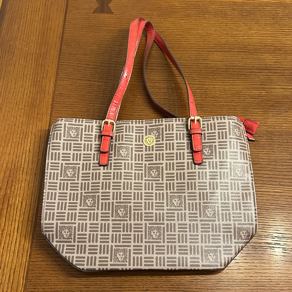 Anne Klein Beige and Red Shoulder Bag